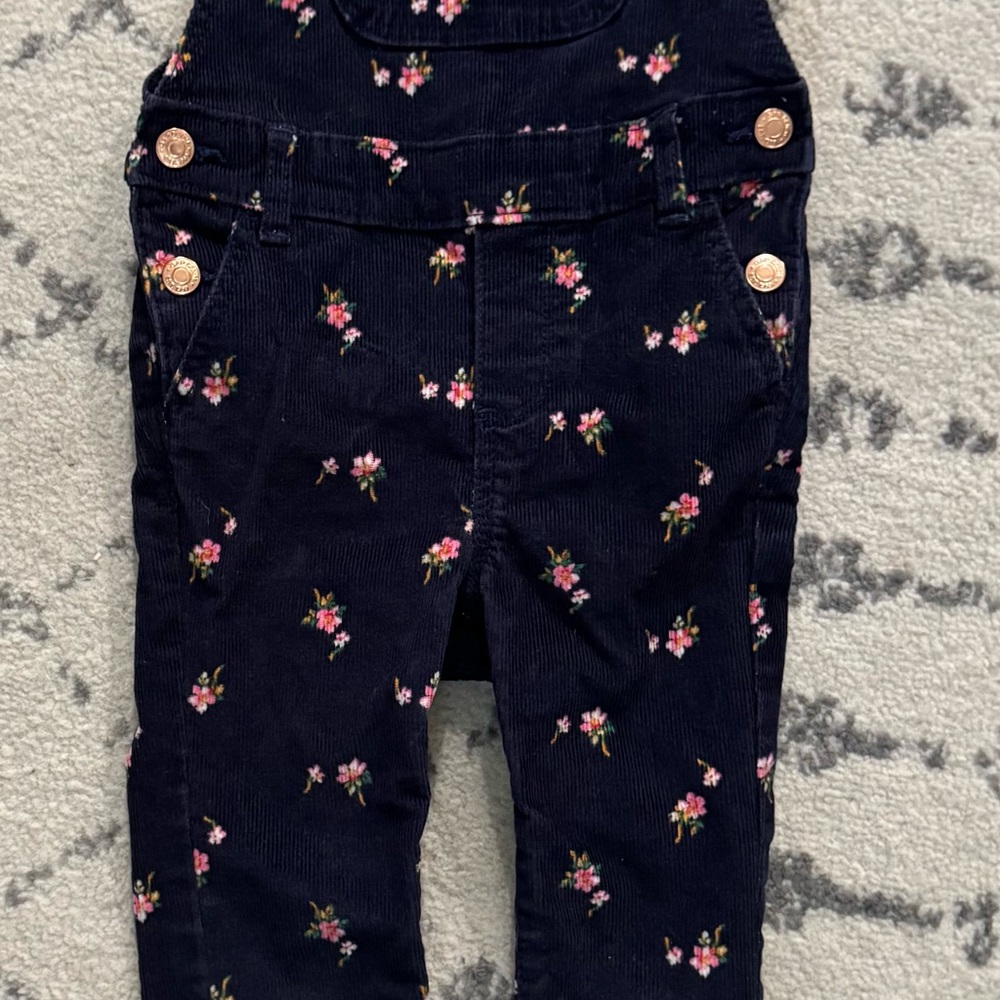 GAP Kids Corduroy Floral Print Girls Overalls 3T